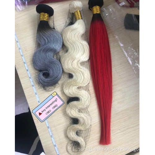 High Quality Sunlight # 613 Blonde straight hair lace wig weave Mongolian weave 100%  human hair weft virgin hair lace wig